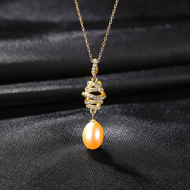 Damen Vintage Kette mit Perlenanhänger