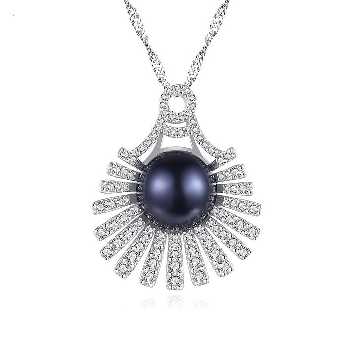 Zirkonia kette mit Perlenanhänger