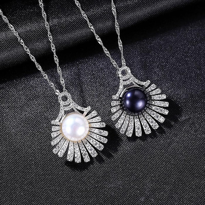 Zirkonia kette mit Perlenanhänger