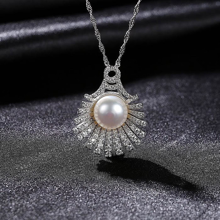 Zirkonia kette mit Perlenanhänger