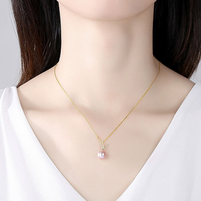Damen Schlichte Kette mit Perlenanhänger