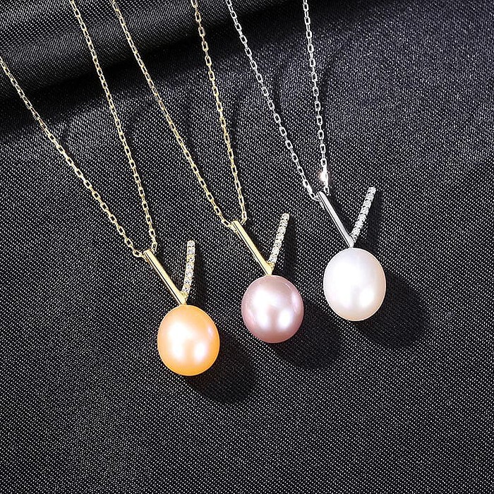 Damen Schlichte Kette mit Perlenanhänger