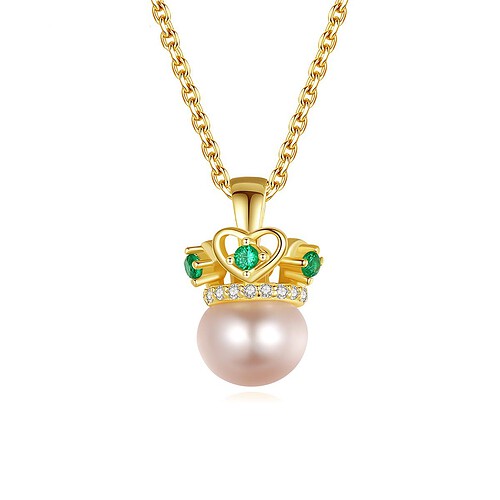 Krone Kette mit Süßwasserperlen