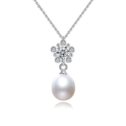 925 Silber Kette mit Perlenanhänger