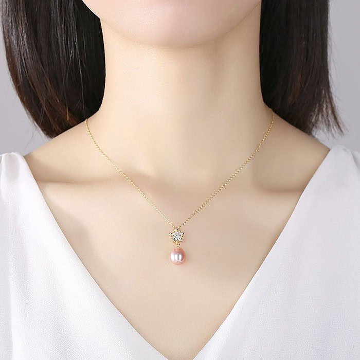 925 Silber Kette mit Perlenanhänger