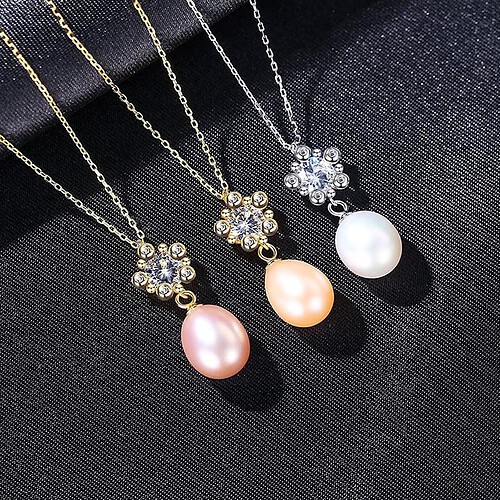 925 Silber Kette mit Perlenanhänger