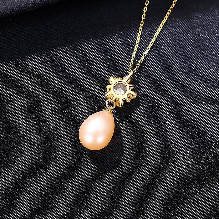 925 Silber Kette mit Perlenanhänger