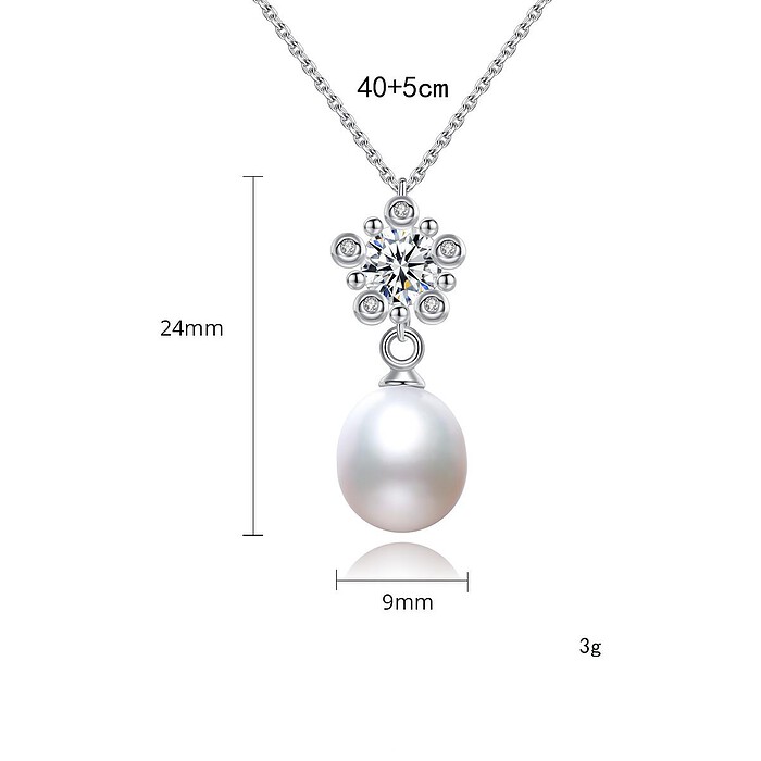 925 Silber Kette mit Perlenanhänger