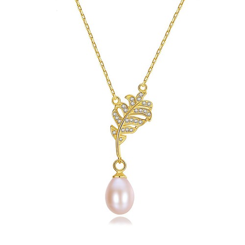 Damen Goldene Kette mit perlenanhänger