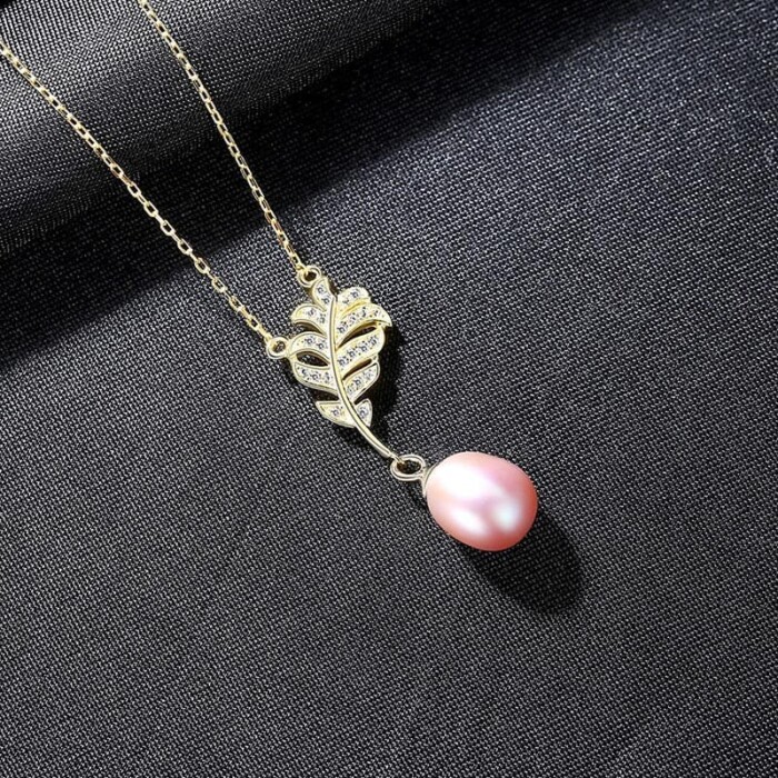 Damen Goldene Kette mit perlenanhänger