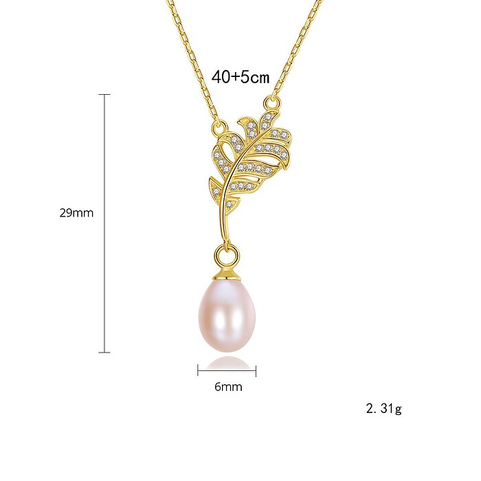 Damen Goldene Kette mit perlenanhänger