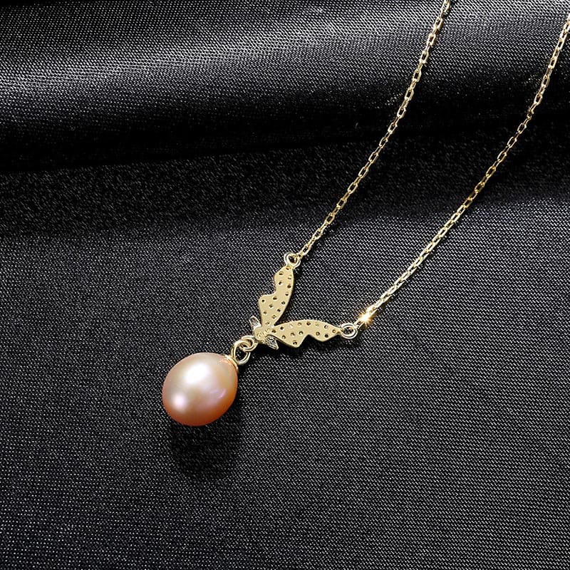 Goldene Kette Damen mit Süßwasserperlen