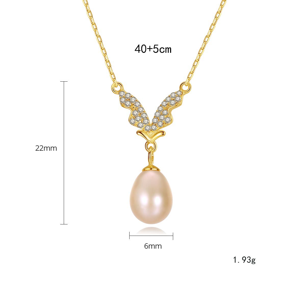 Goldene Kette Damen mit Süßwasserperlen