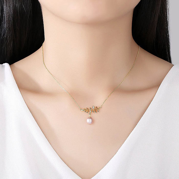 Goldene Kette Damen mit Perlenanhänger