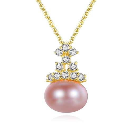 Goldene Kette mit Perlenanhänger Lavendel