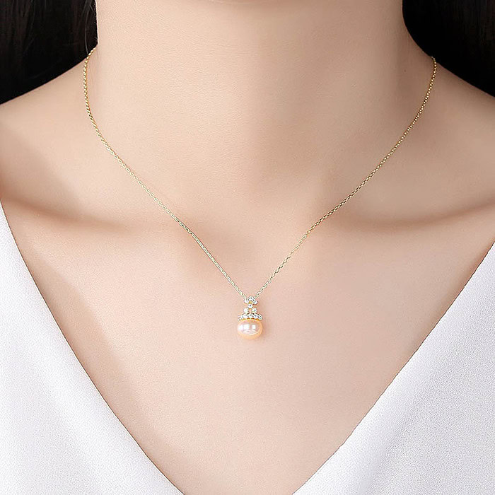 Goldene Kette mit Perlenanhänger Lavendel