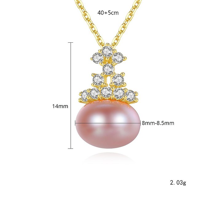 Goldene Kette mit Perlenanhänger Lavendel