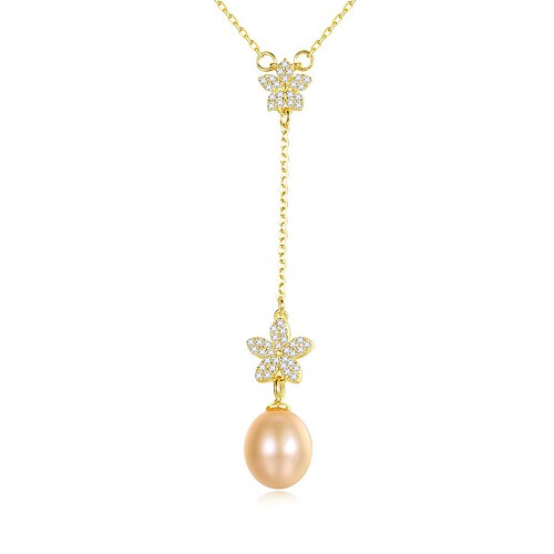 Blumen Kette mit Perlenanhänger