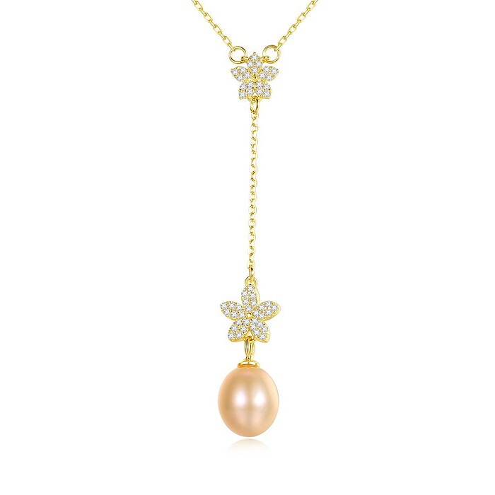 Blumen Kette mit Perlenanhänger