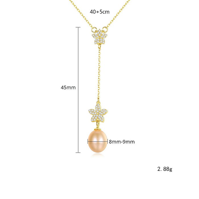 Blumen Kette mit Perlenanhänger