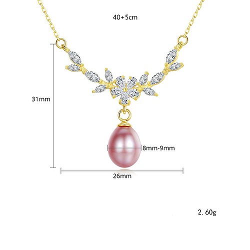 Goldene Blumen Kette mit Perle