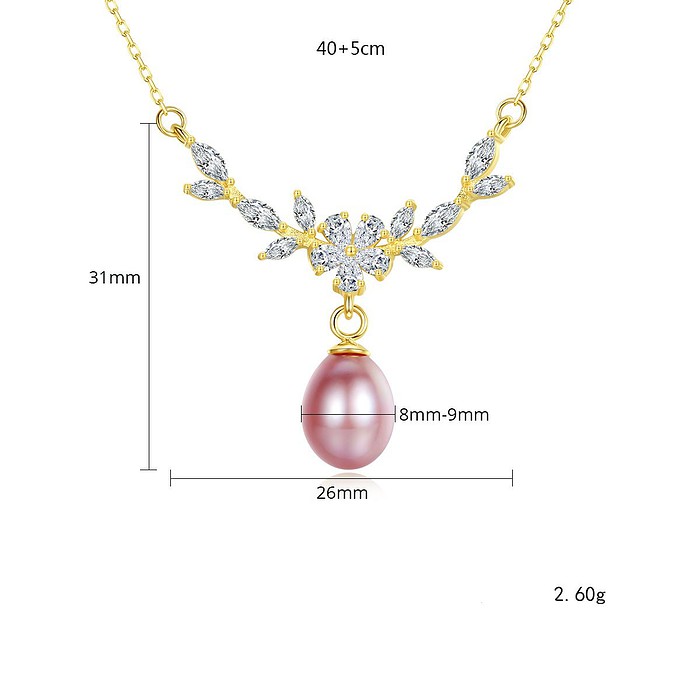 Goldene Blumen Kette mit Perle