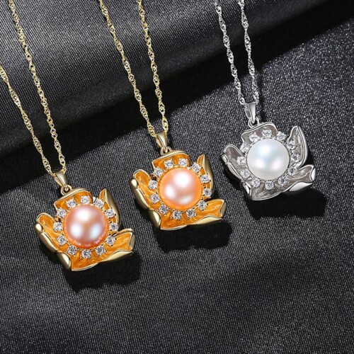 Blumen Goldene Kette mit Perlen