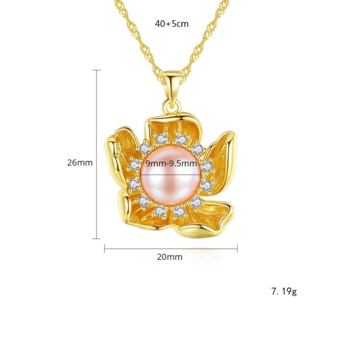 Blumen Goldene Kette mit Perlen