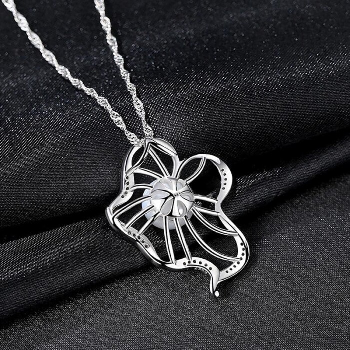 Frauen Silber Kette mit Perlenanhänger