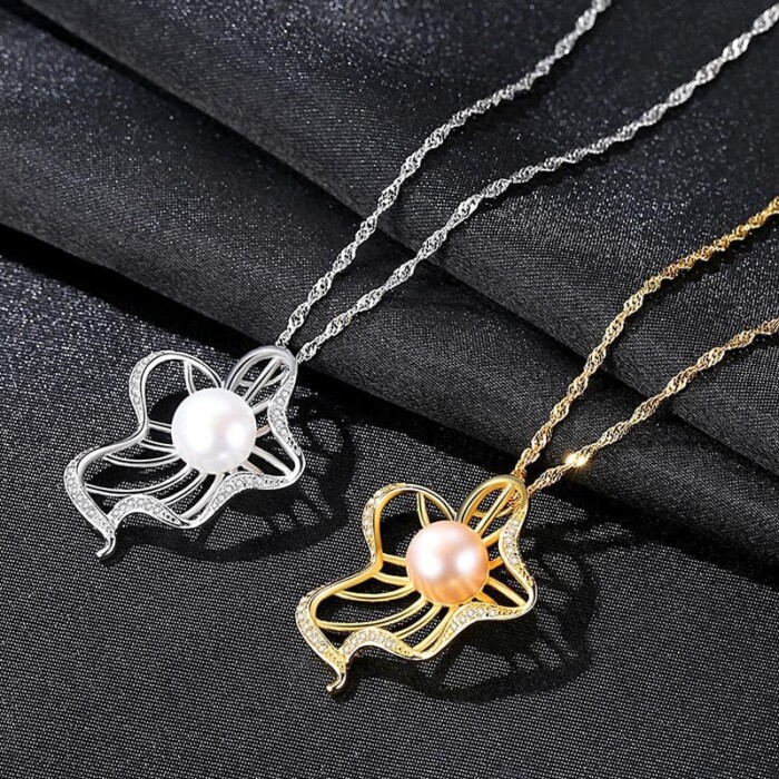 Frauen Silber Kette mit Perlenanhänger