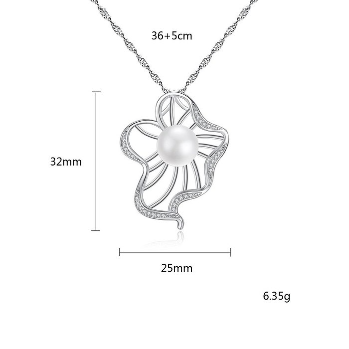 Frauen Silber Kette mit Perlenanhänger