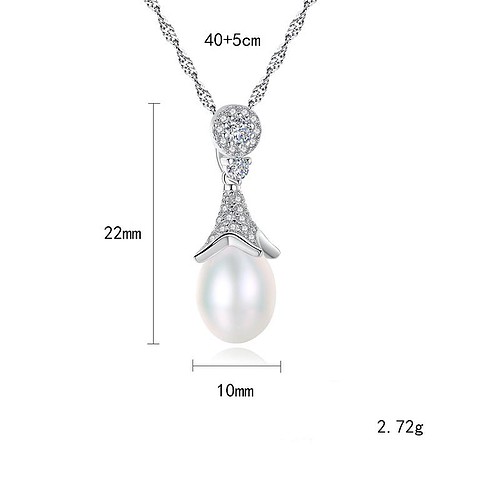 Modeschmuck Silber Kette mit Perlenanhänger