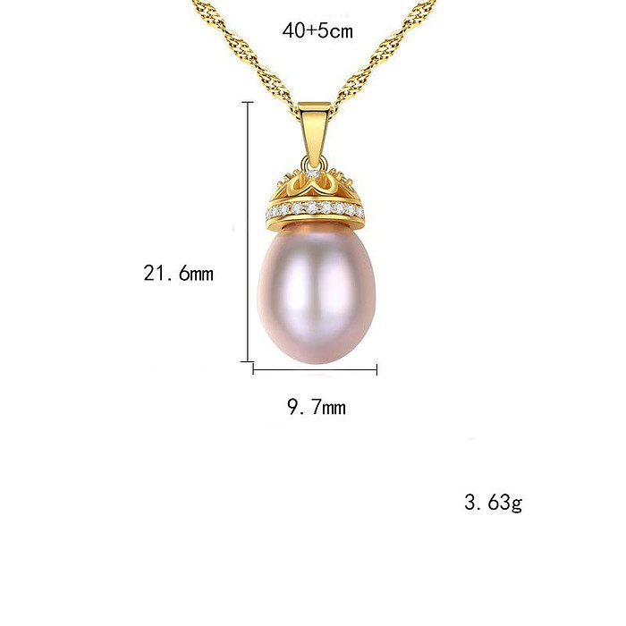 Vergoldete Krone Kette mit Perlenanhänger