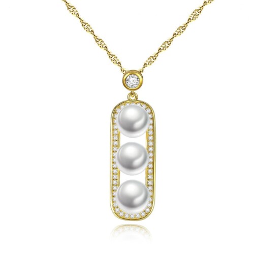 Schote goldene Kette mit 3 Perlen