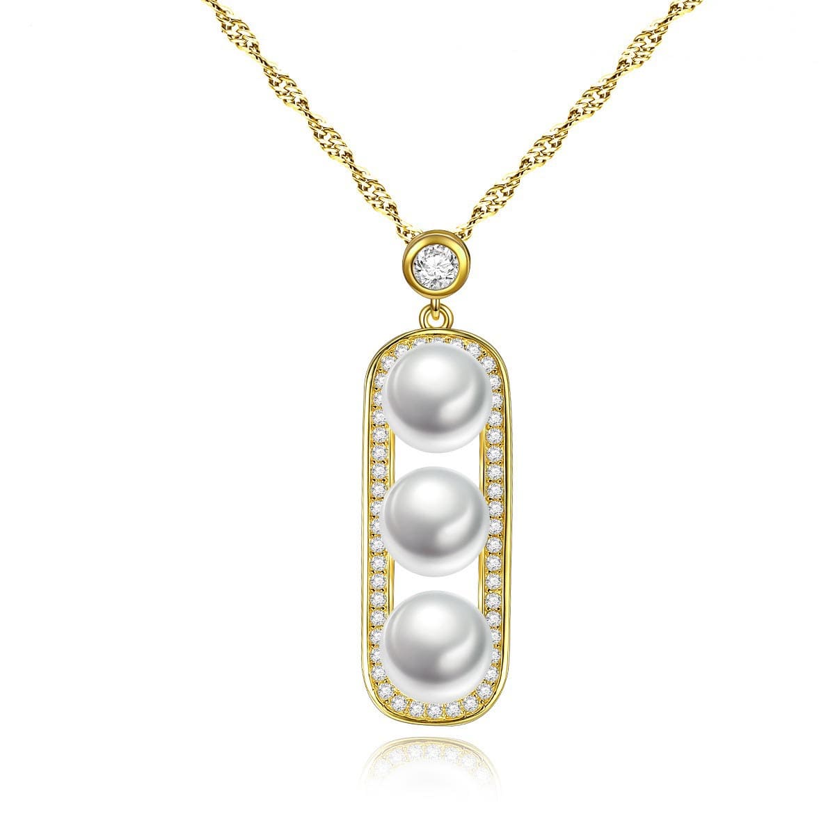 Schote goldene Kette mit 3 Perlen