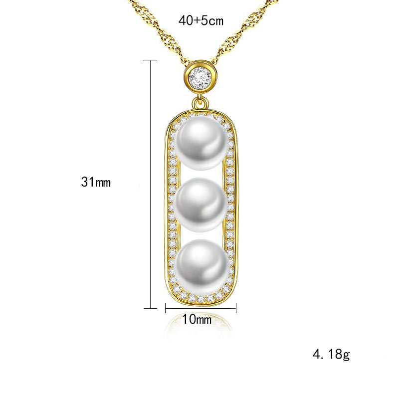 Schote goldene Kette mit 3 Perlen