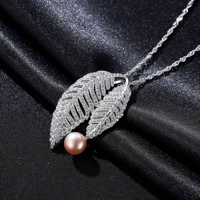 Blatt Kette mit Süßwasserperlen