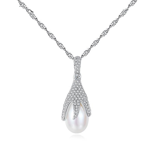 silber Personalisierte Kette mit Perlen und Zirkonia