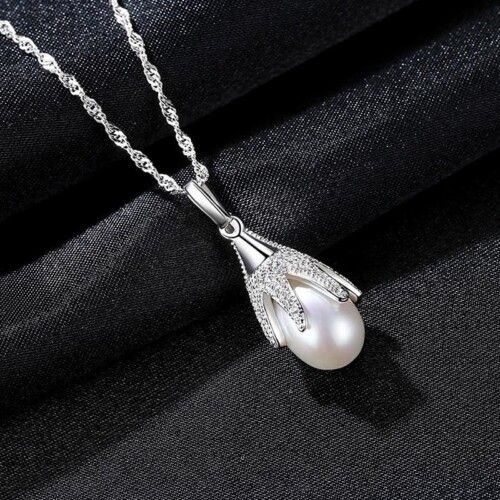 silber Personalisierte Kette mit Perlen und Zirkonia