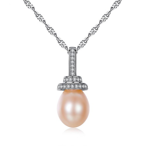 Personalisierte Kette mit Rosa Perlenanhänger