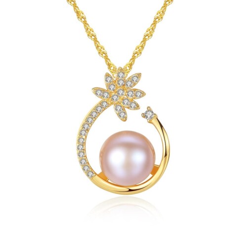 Damen Kette mit Perlen und Blumen