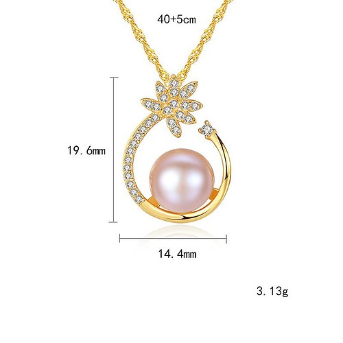 Damen Kette mit Perlen und Blumen