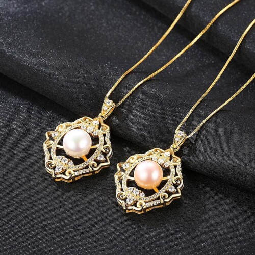 Vintage Kette mit Süßwasserperlen