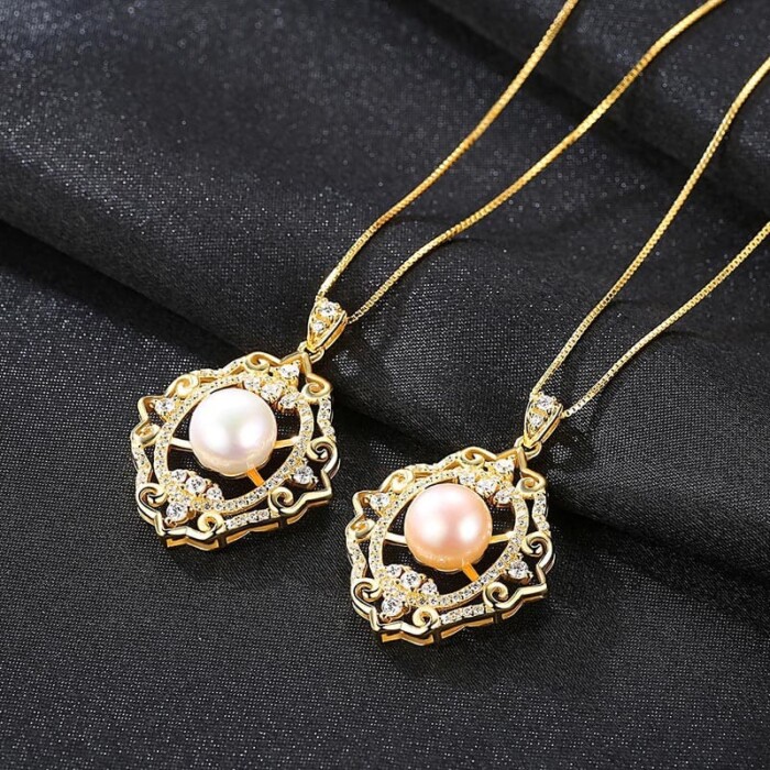 Vintage Kette mit Süßwasserperlen