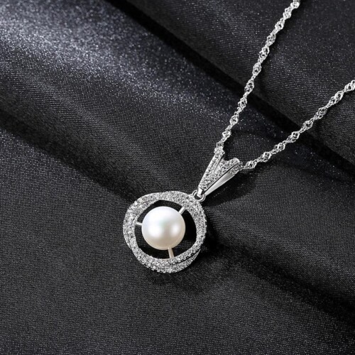 Modeschmuck Silber Kette mit Perlenanhänger
