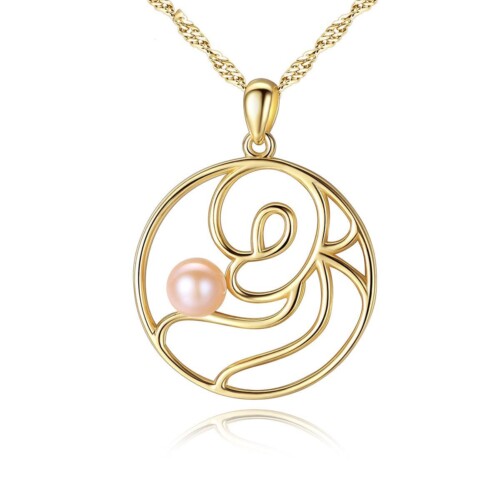 Goldene Kette Runder Perlenanhänger