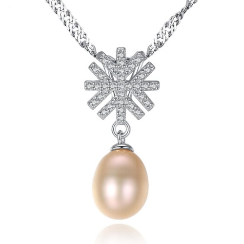 Schneeflocke Kette mit Perlenanhänger