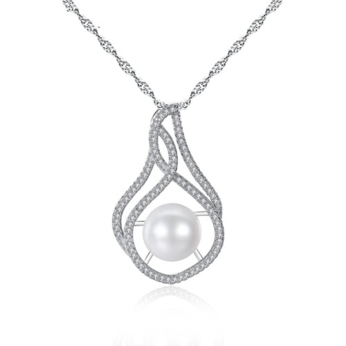 Silber Kette mit Perlen und Zirkonia
