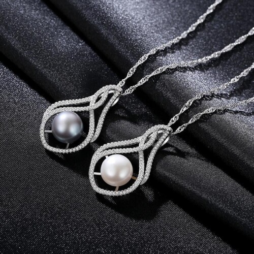 Silber Kette mit Perlen und Zirkonia