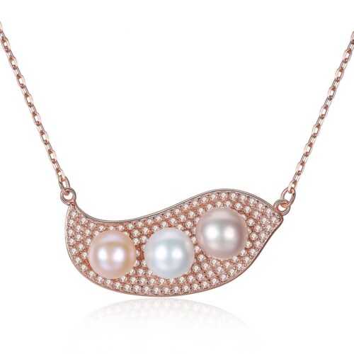 Süßwasserperlen Kette mit Plättchen